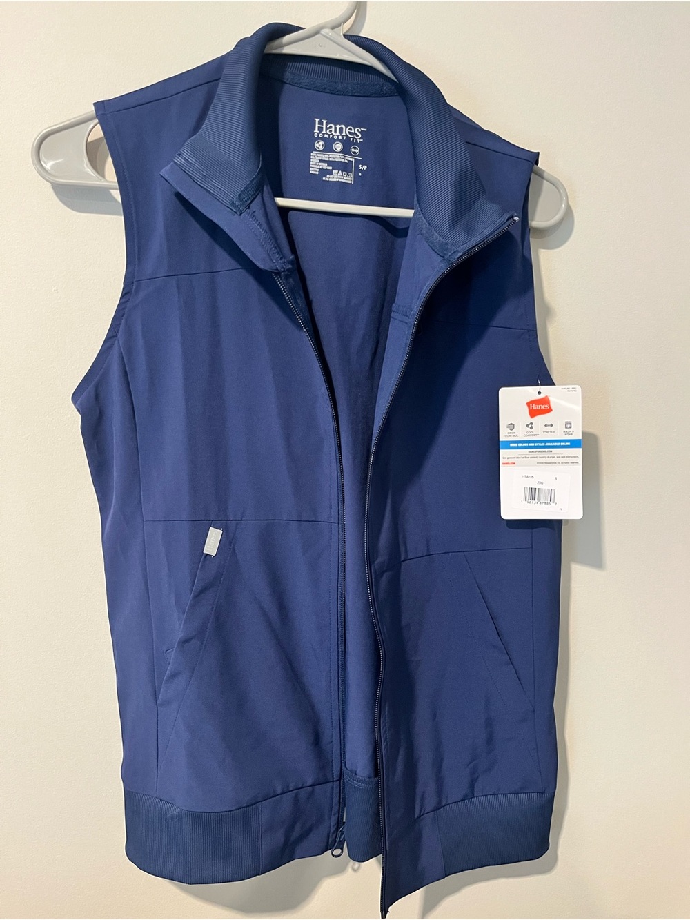 Hanes Blue Full-Zip Sleeveless Vest
